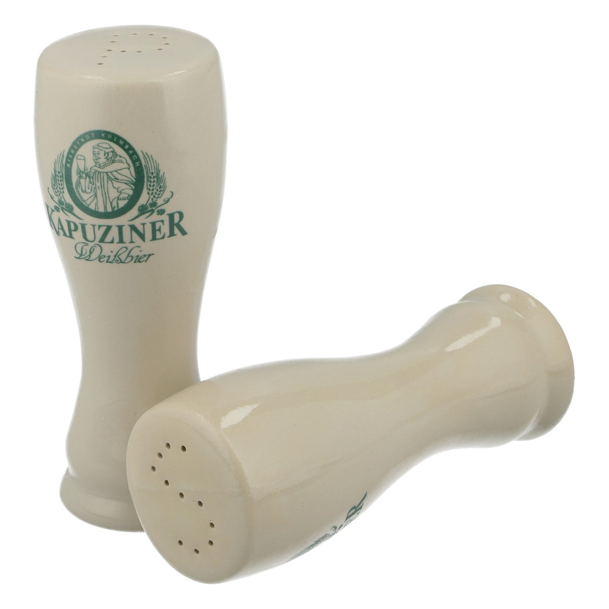 Set di spargisale e spargipepe Kapuziner in ceramica, con design ispirato al bicchiere da birra bianca – Vista 3