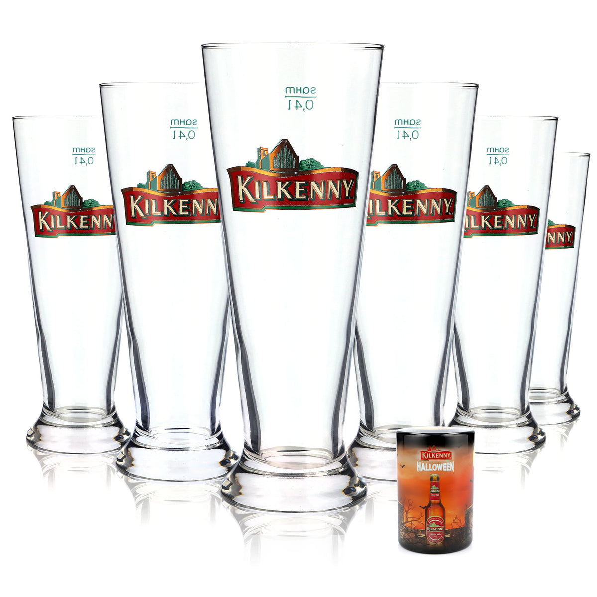 Set Kilkenny Beer Bar composto da 6 bicchieri da birra da 0,4 l e apribottiglie Push Up