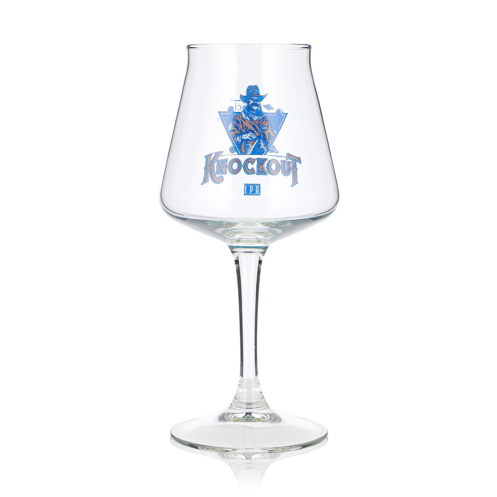 Bicchiere da birra Knockout da 0,25 l, a forma di tulipano, con motivo "Cowboy blu", bicchiere da degustazione, bicchiere da birra, bicchiere a coppa