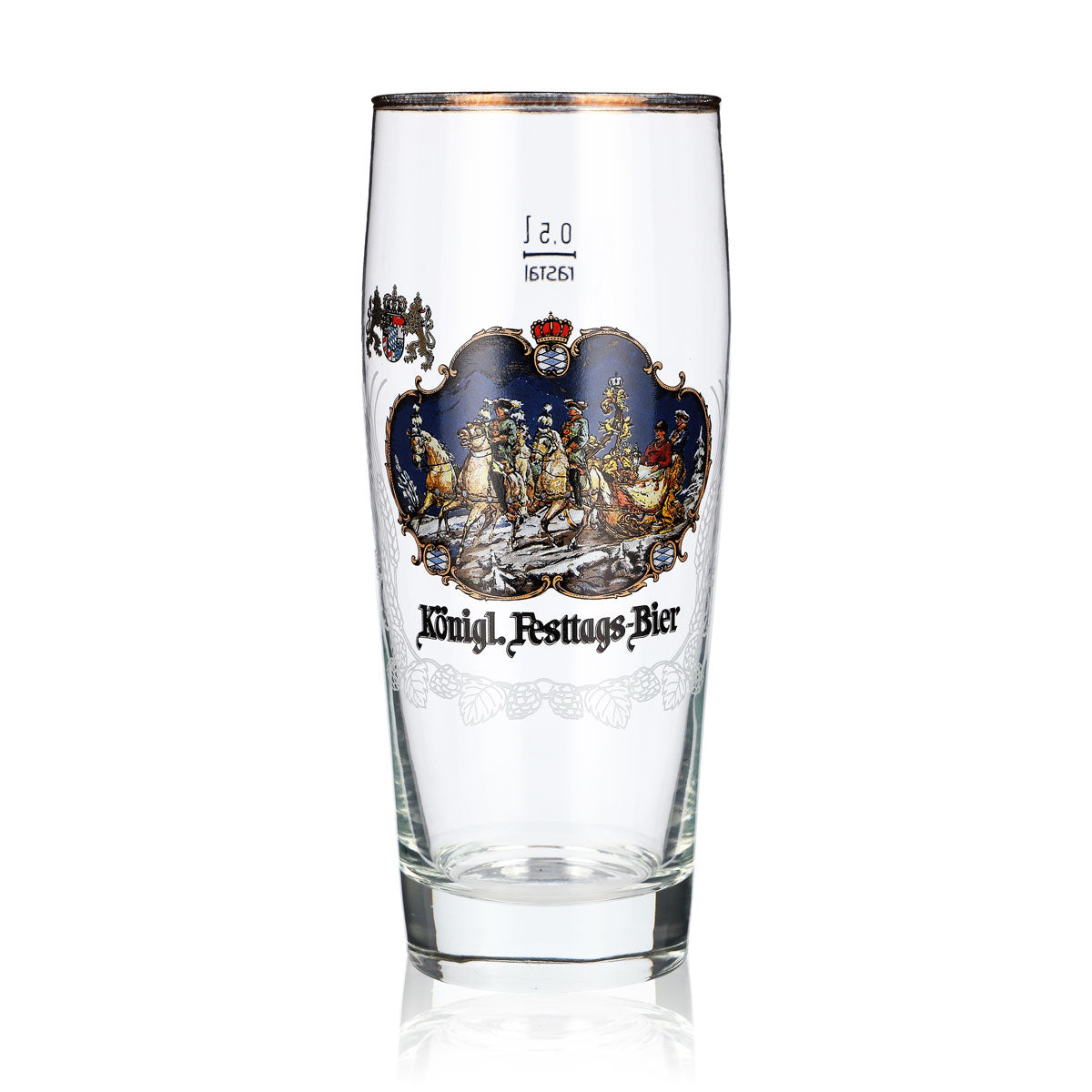 Bicchieri da birra König Ludwig 0,5 l Willibecher Bicchiere da collezione Cavallo giallo Rastal