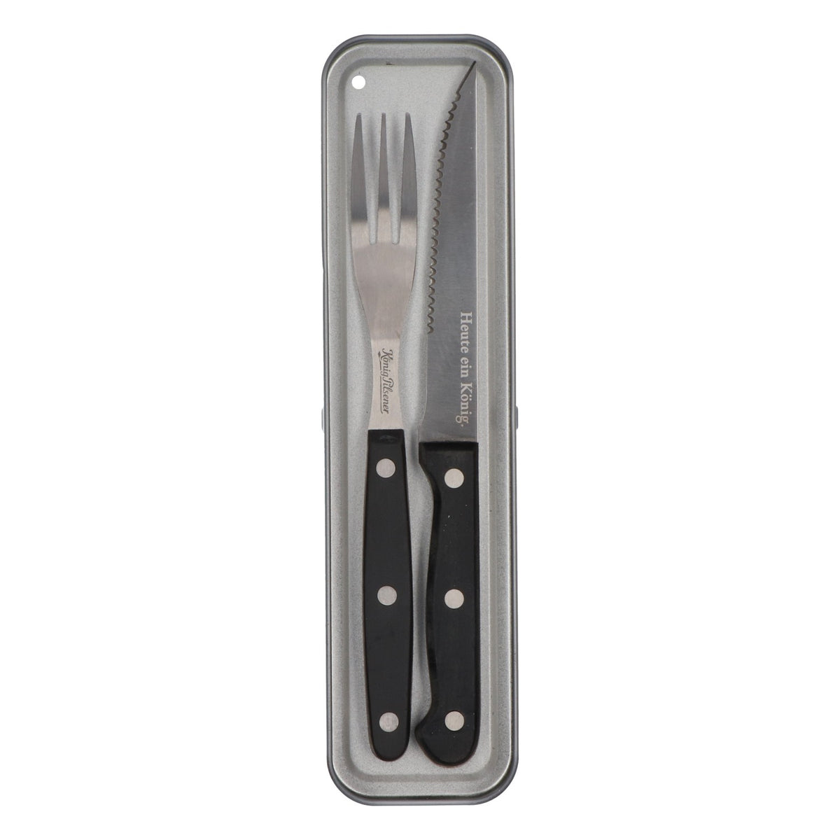 King Pilsener Set posate da barbecue Set posate da bistecca Coltello Forchetta Acciaio inossidabile – Vista 2
