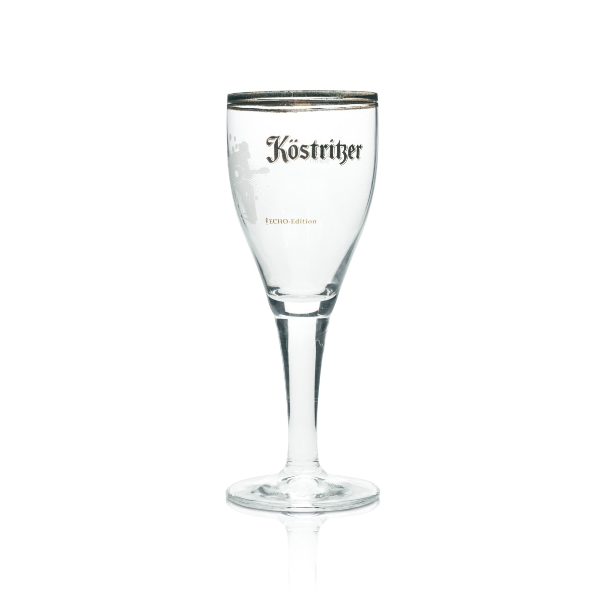 Bicchiere da birra Köstritzer 0,2 l, forma a tulipano con bordo dorato, bicchieri da collezione rari