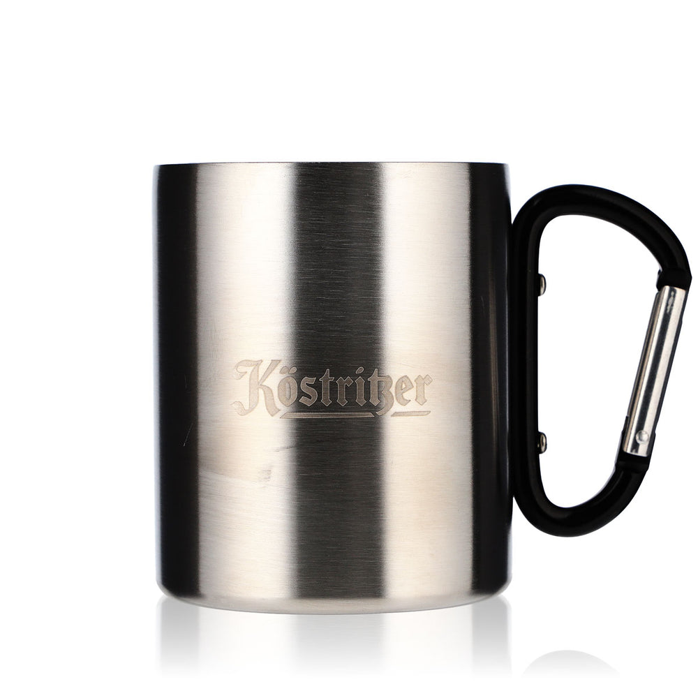 Bicchiere da birra Köstritzer in acciaio inossidabile / tazza da caffè / tazza con manico a moschettone