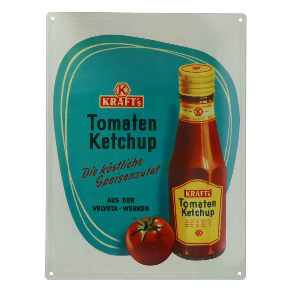 Kraft Lebensmittel Insegna in metallo Decorazione da parete Ketchup di pomodoro bianco retrò