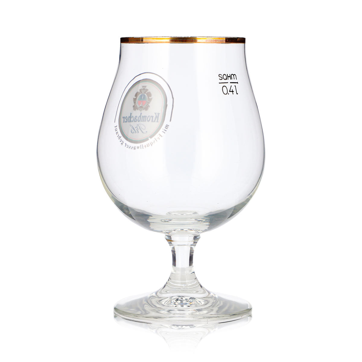 Bicchiere da birra Krombacher da 0,4 l a forma di tulipano, Krombacher Pils con bordo dorato, bicchiere da birra a forma di coppa – Vista 4