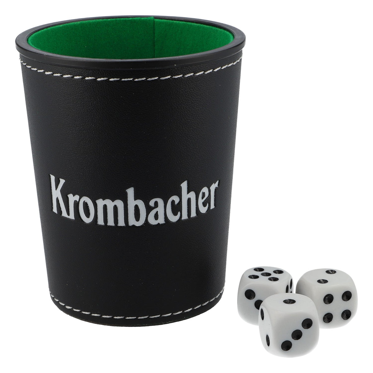 Bicchiere da birra Krombacher nero con 3 cubetti effetto pelle