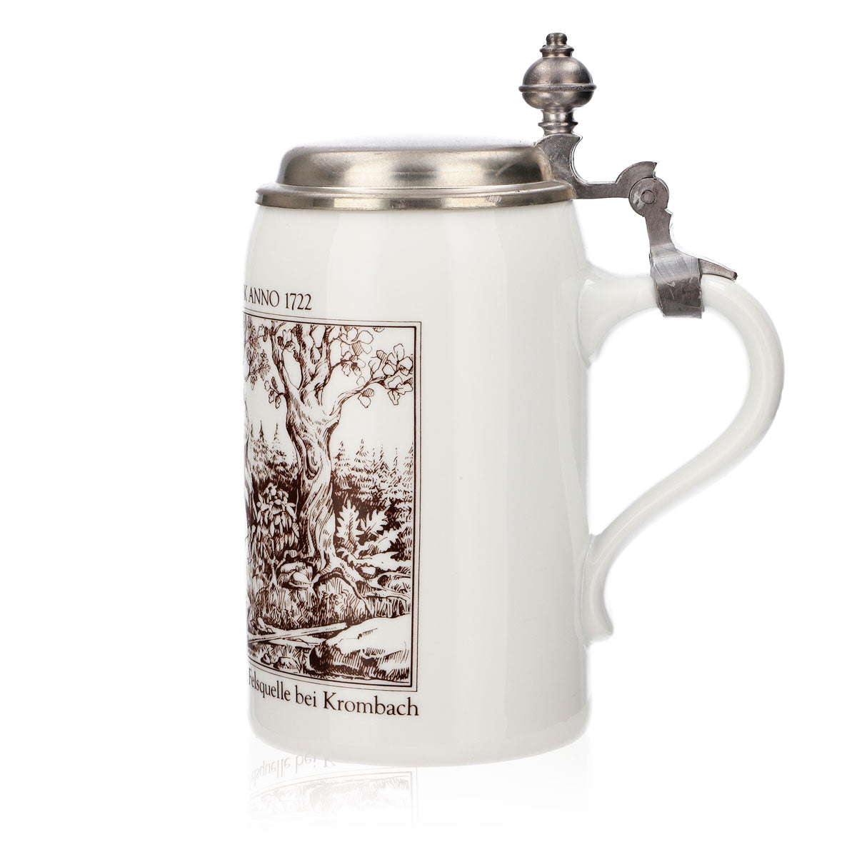 Bicchiere da birra Krombacher boccale annuale 1985 boccale in ceramica smaltata con coperchio in peltro 0,6 l – Vista 5