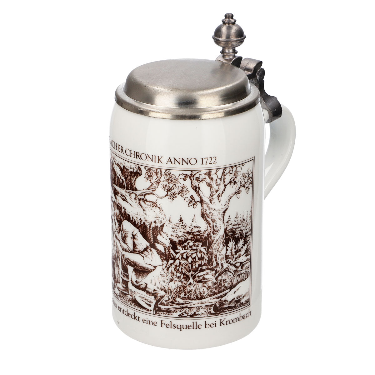Bicchiere da birra Krombacher boccale annuale 1985 boccale in ceramica smaltata con coperchio in peltro 0,6 l – Vista 6