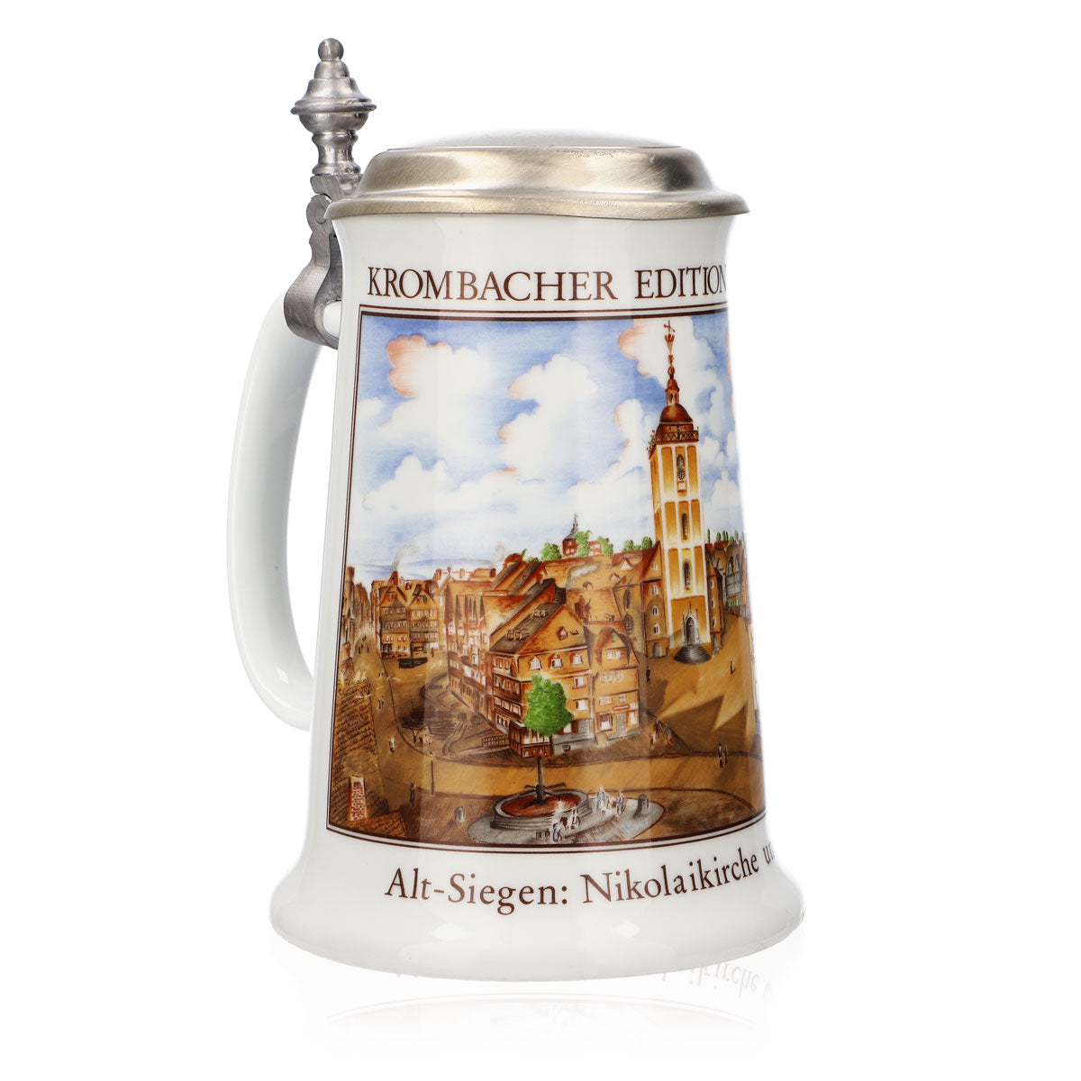 Bicchiere da birra Krombacher Boccale annuale 1990 Boccale in gres Seidel Coperchio in stagno 0,9 l Boccale – Vista 2