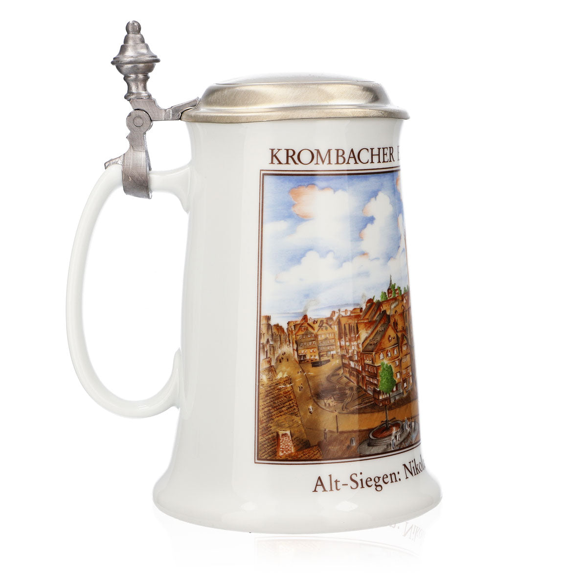 Bicchiere da birra Krombacher Boccale annuale 1990 Boccale in gres Seidel Coperchio in stagno 0,9 l Boccale – Vista 3