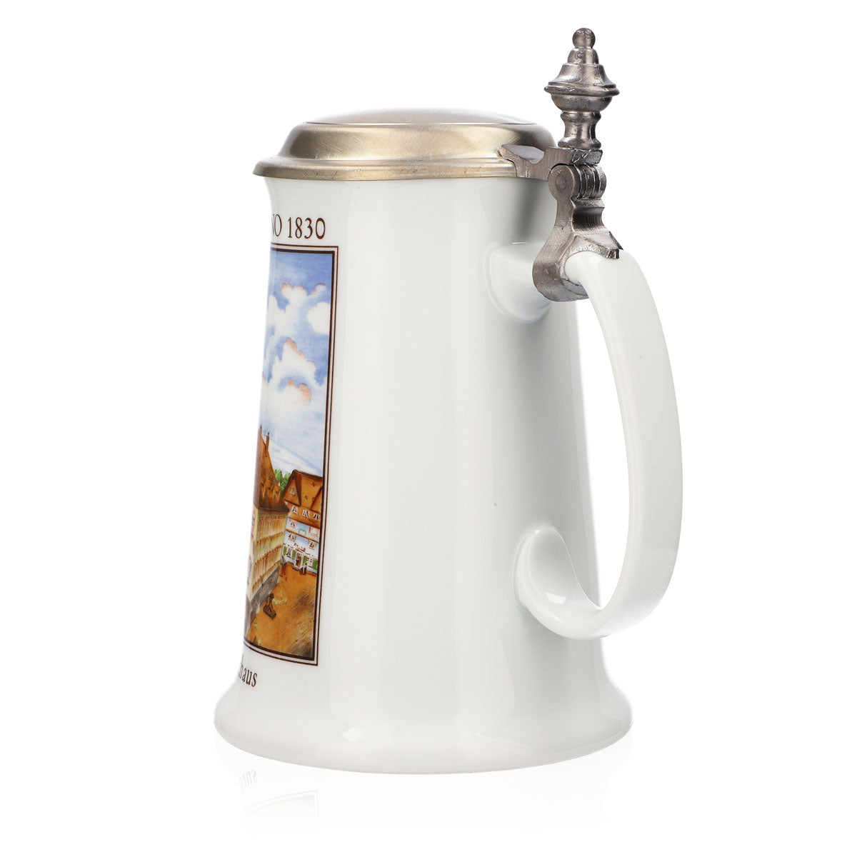 Bicchiere da birra Krombacher Boccale annuale 1990 Boccale in gres Seidel Coperchio in stagno 0,9 l Boccale – Vista 4