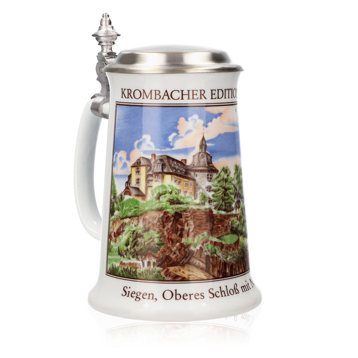 Bicchiere da birra Krombacher Boccale dell'anno 1991 Boccale in gres Seidel Coperchio in peltro 0,9 l Boccale – Vista 2
