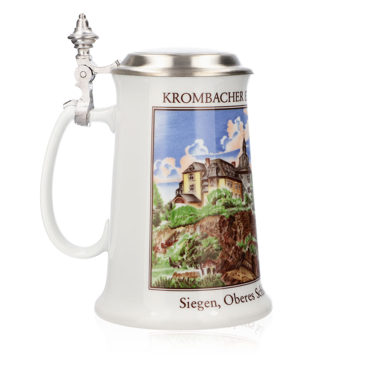 Bicchiere da birra Krombacher Boccale dell'anno 1991 Boccale in gres Seidel Coperchio in peltro 0,9 l Boccale – Vista 3