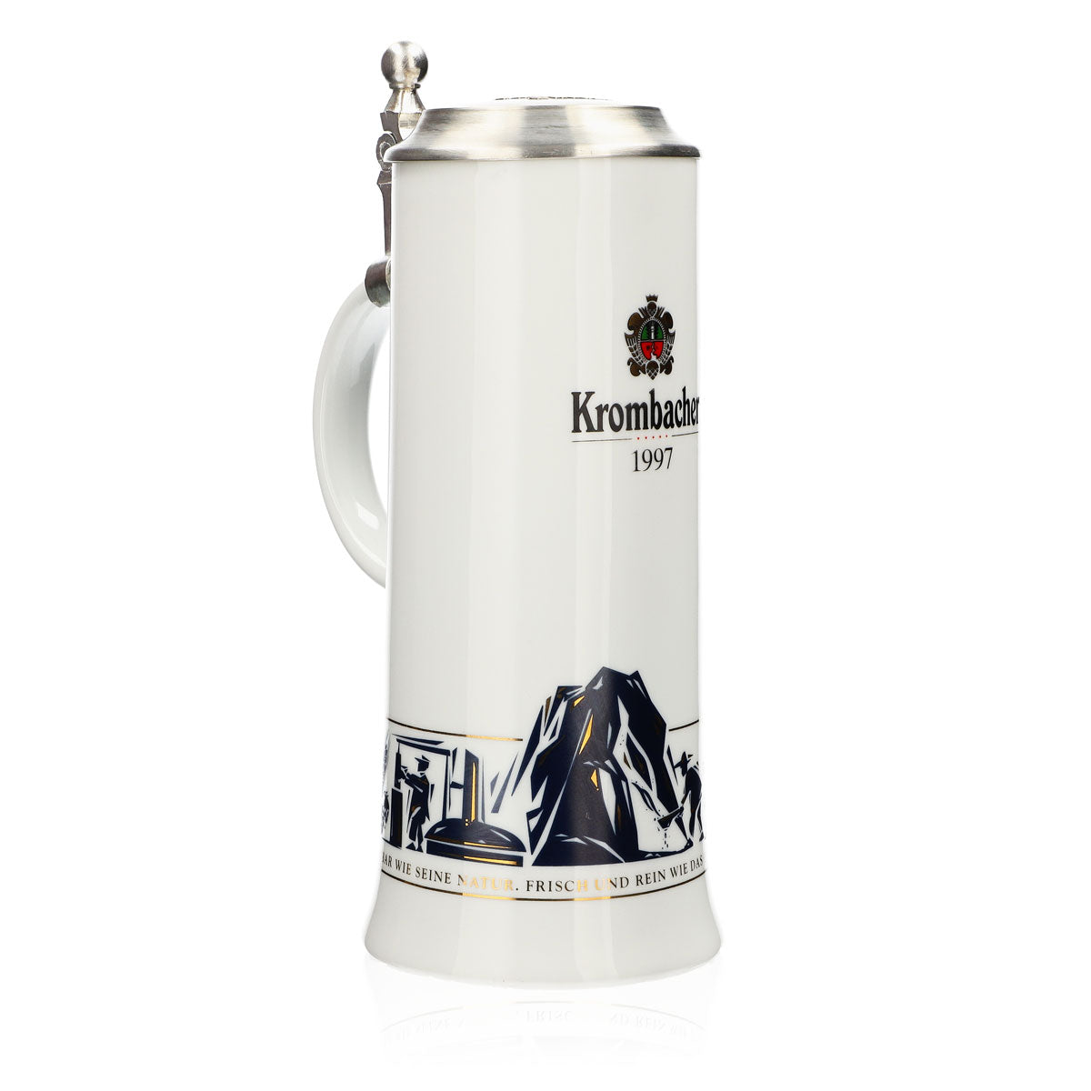 Bicchiere da birra Krombacher Boccale dell'anno 1997 Boccale in gres Seidel Coperchio in peltro 0,9 l Boccale – Vista 2
