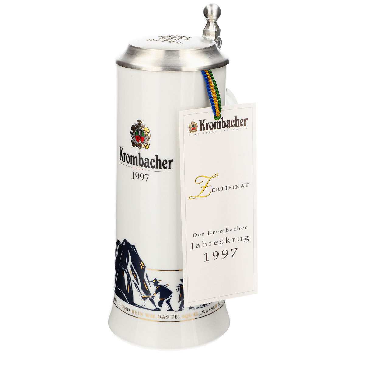 Bicchiere da birra Krombacher Boccale dell'anno 1997 Boccale in gres Seidel Coperchio in peltro 0,9 l Boccale – Vista 6