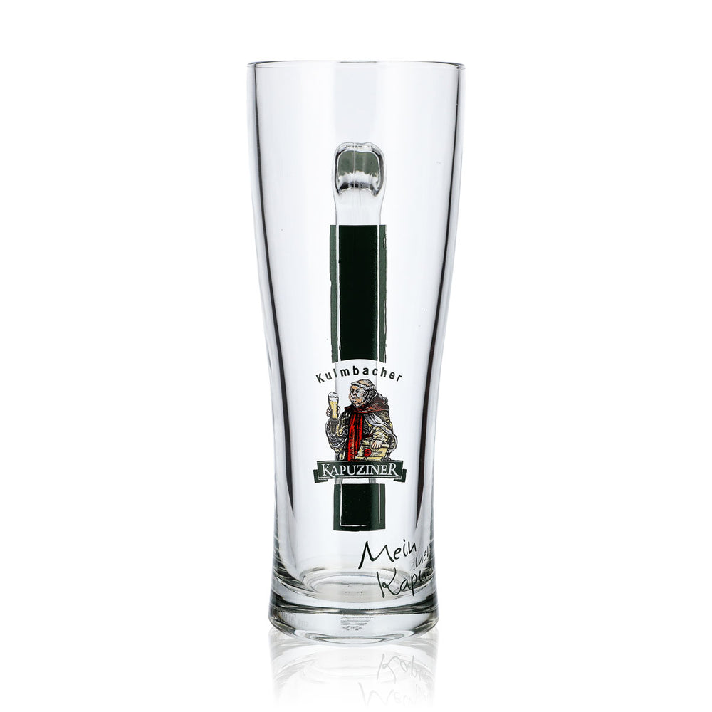 Bicchiere da birra Kulmbacher Reichelbräu, boccale da birra da 0,5 l, bicchiere con manico e logo verde Il mio