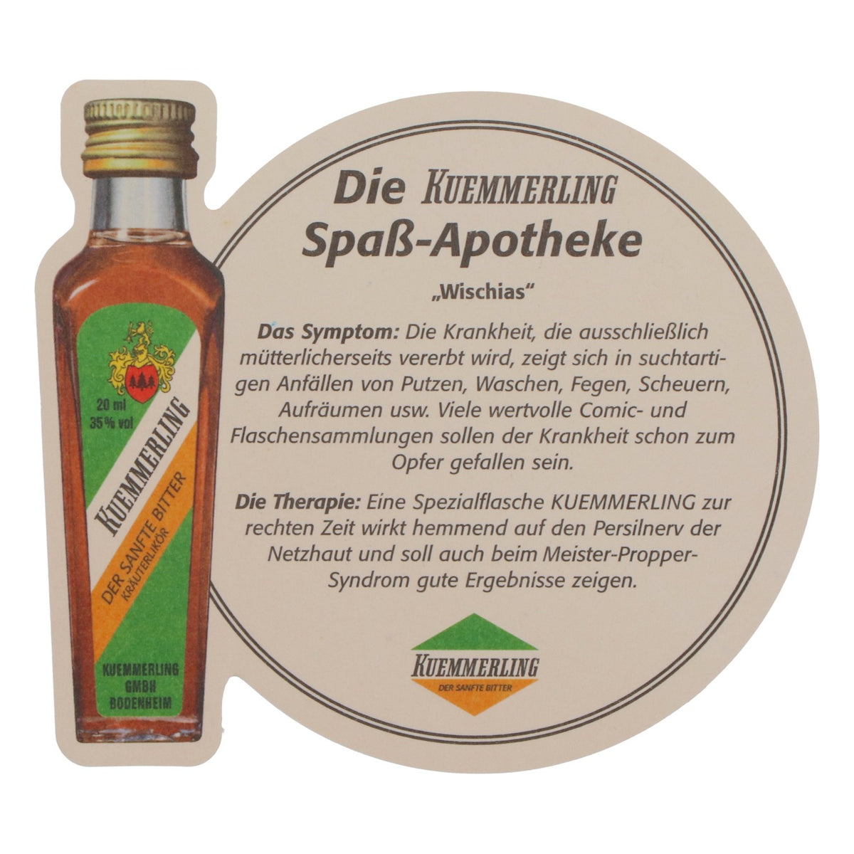 Kümmerling Liquore Sottobicchieri Divertente farmacia Wischias