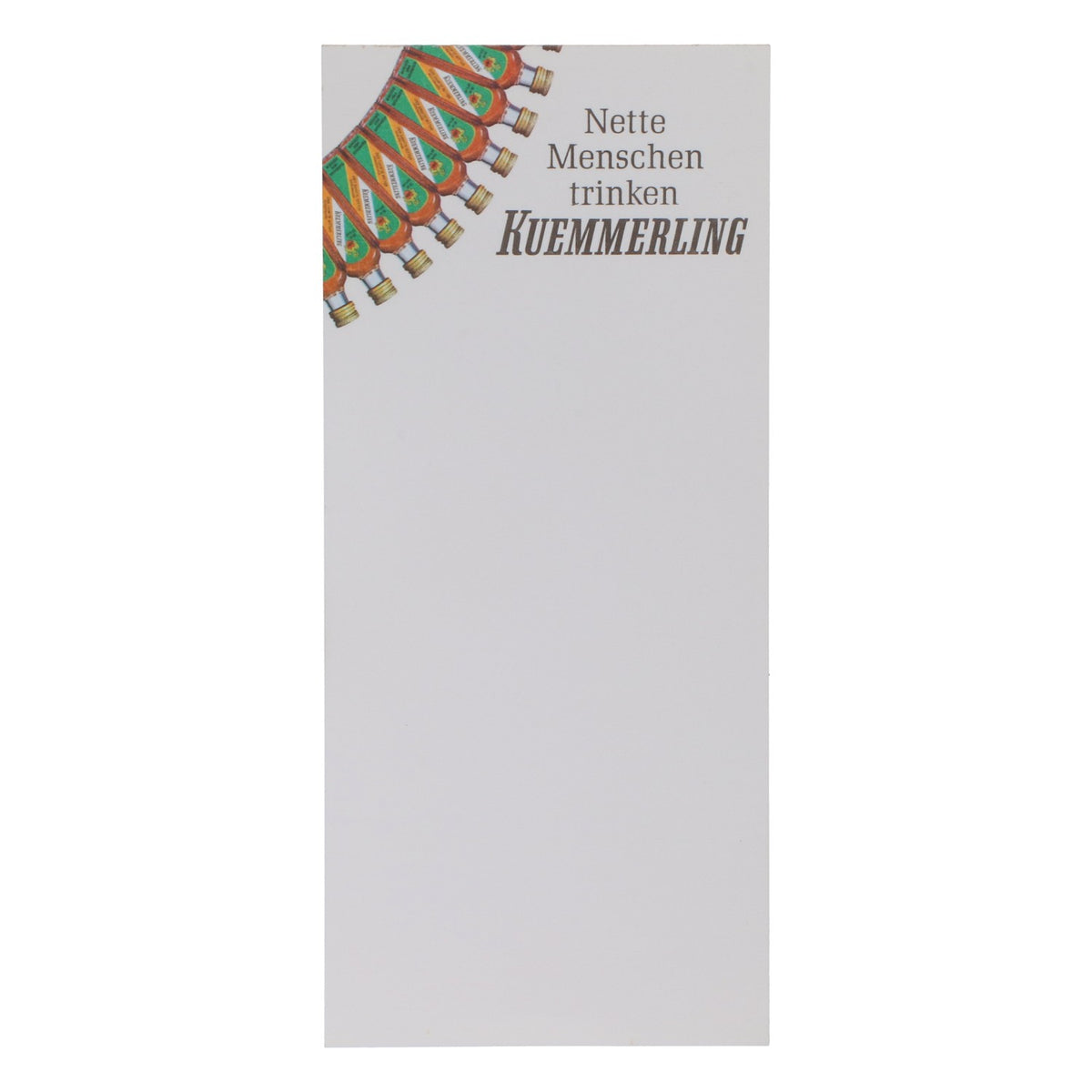 Liquore Kümmerling Blocco note dei camerieri Le persone simpatiche bevono Kuemmerling