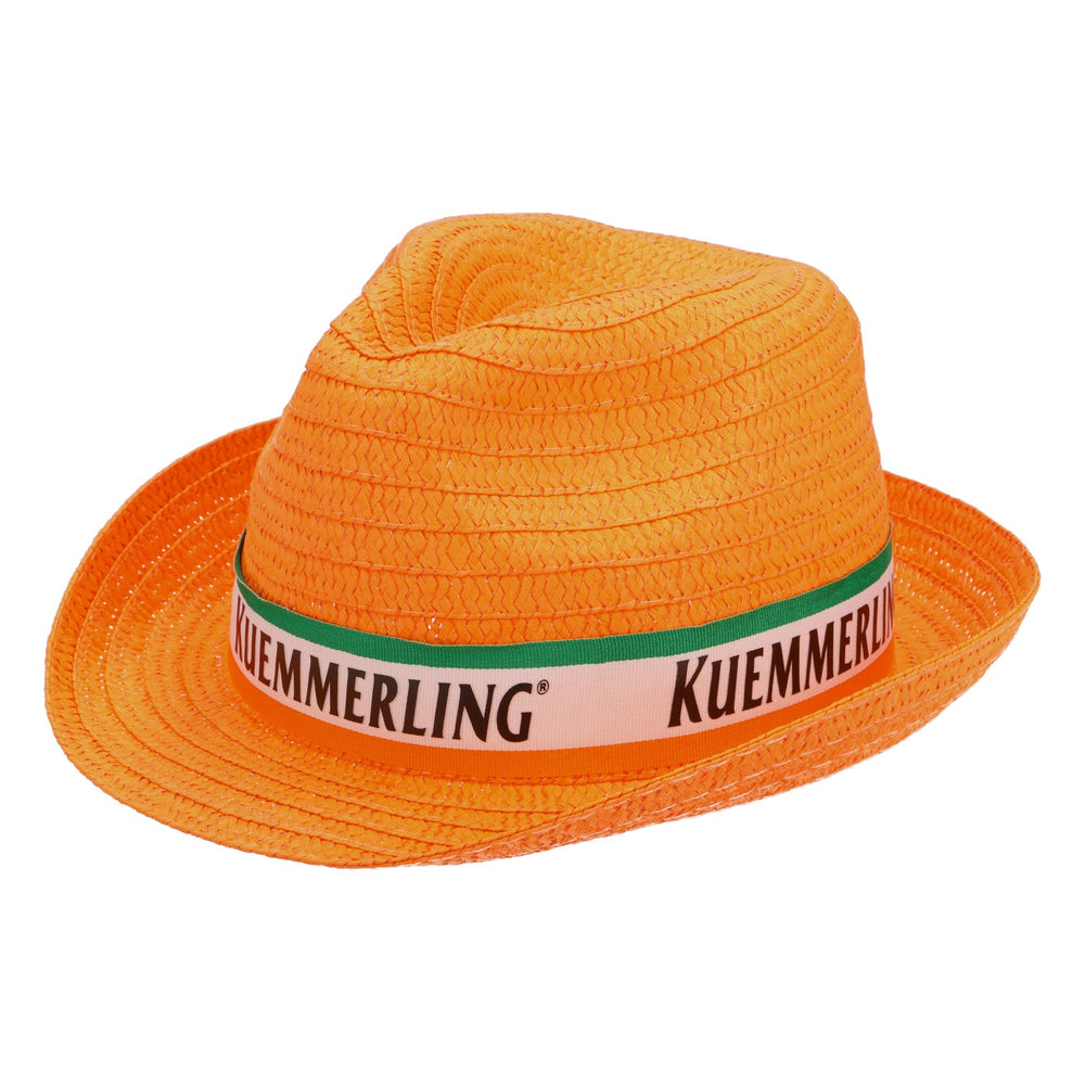 Kümmerling Liquore Cappello di paglia Cappello estivo Cappello da vacanza Cappello da festa Arancione con nastro bianco/verde
