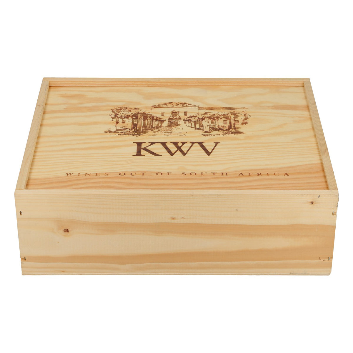 Cassa di legno per vino KWV 28,5x34,5x11 cm  "Vini del Sudafrica" – Vista 2