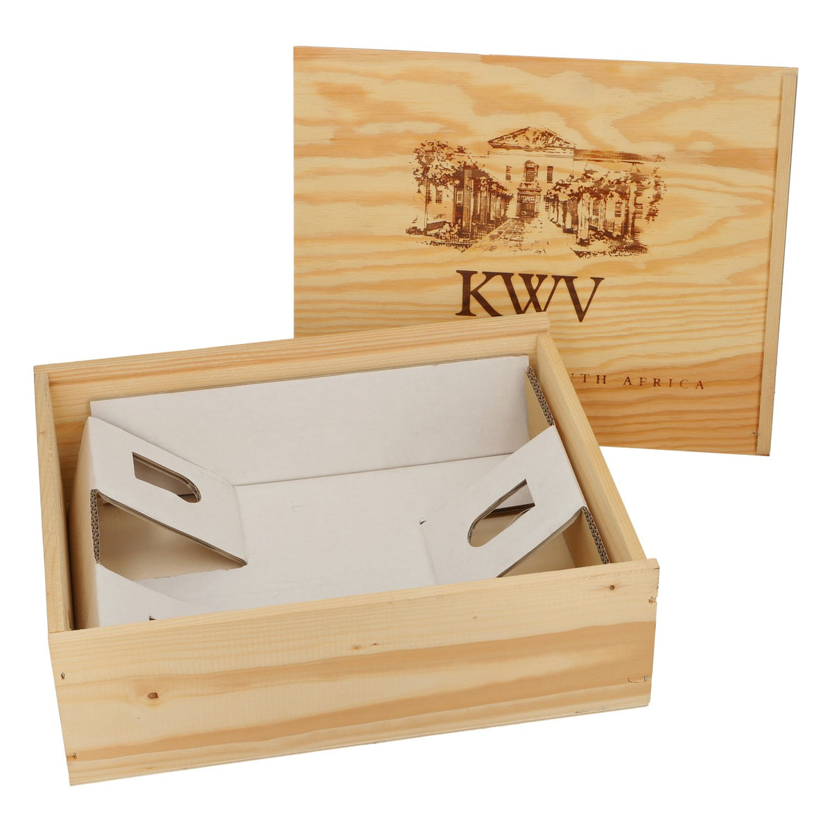 Cassa di legno per vino KWV 28,5x34,5x11 cm  "Vini del Sudafrica" – Vista 4
