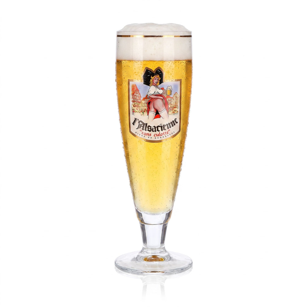 Bicchiere da birra L'Alsacienne da 0,5 l, a forma di coppa, modello “Sans Culotte”, con bordo dorato e effetto crema