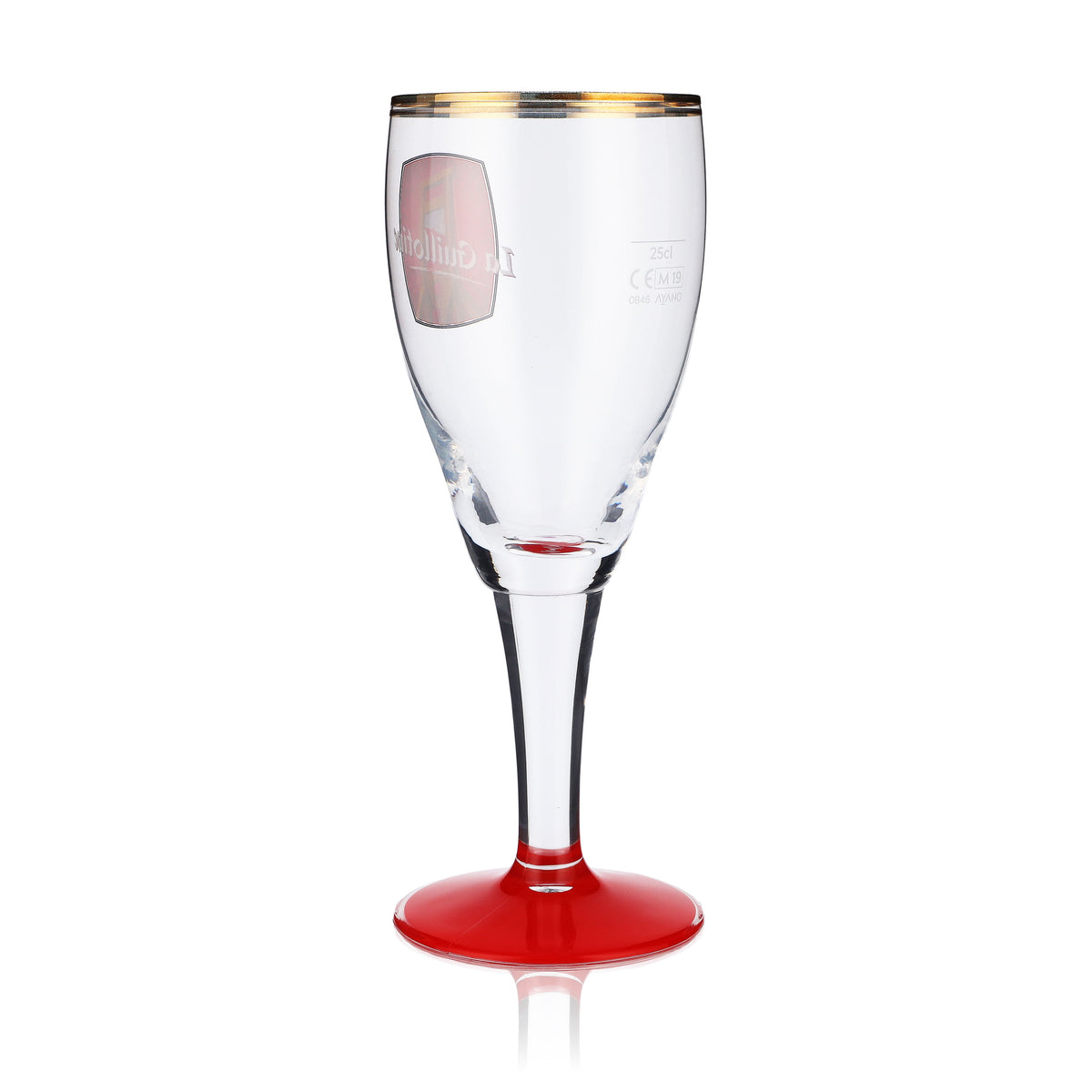 Bicchiere da birra La Guillotine 0,25 l Calice doppio bordo dorato Fondo rosso Harzer – Vista 3