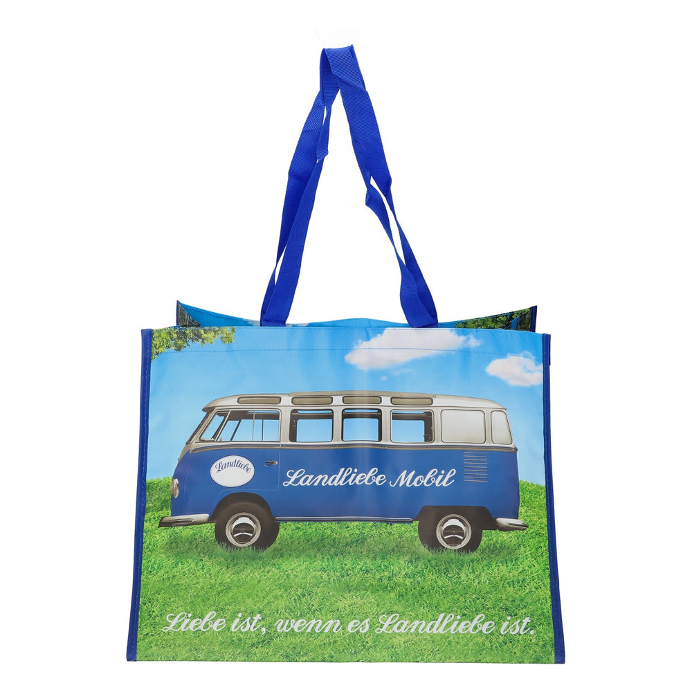 Landliebe Borsa per il latte, borsa della spesa, borsa termica, tessuto misto, blu
