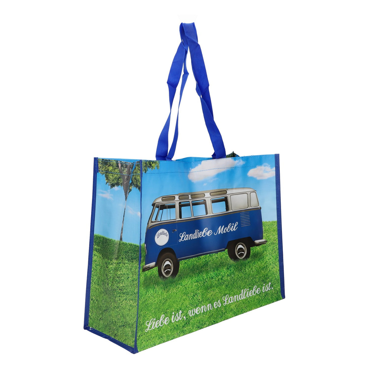 Landliebe Borsa per il latte, borsa della spesa, borsa termica, tessuto misto, blu – Vista 2