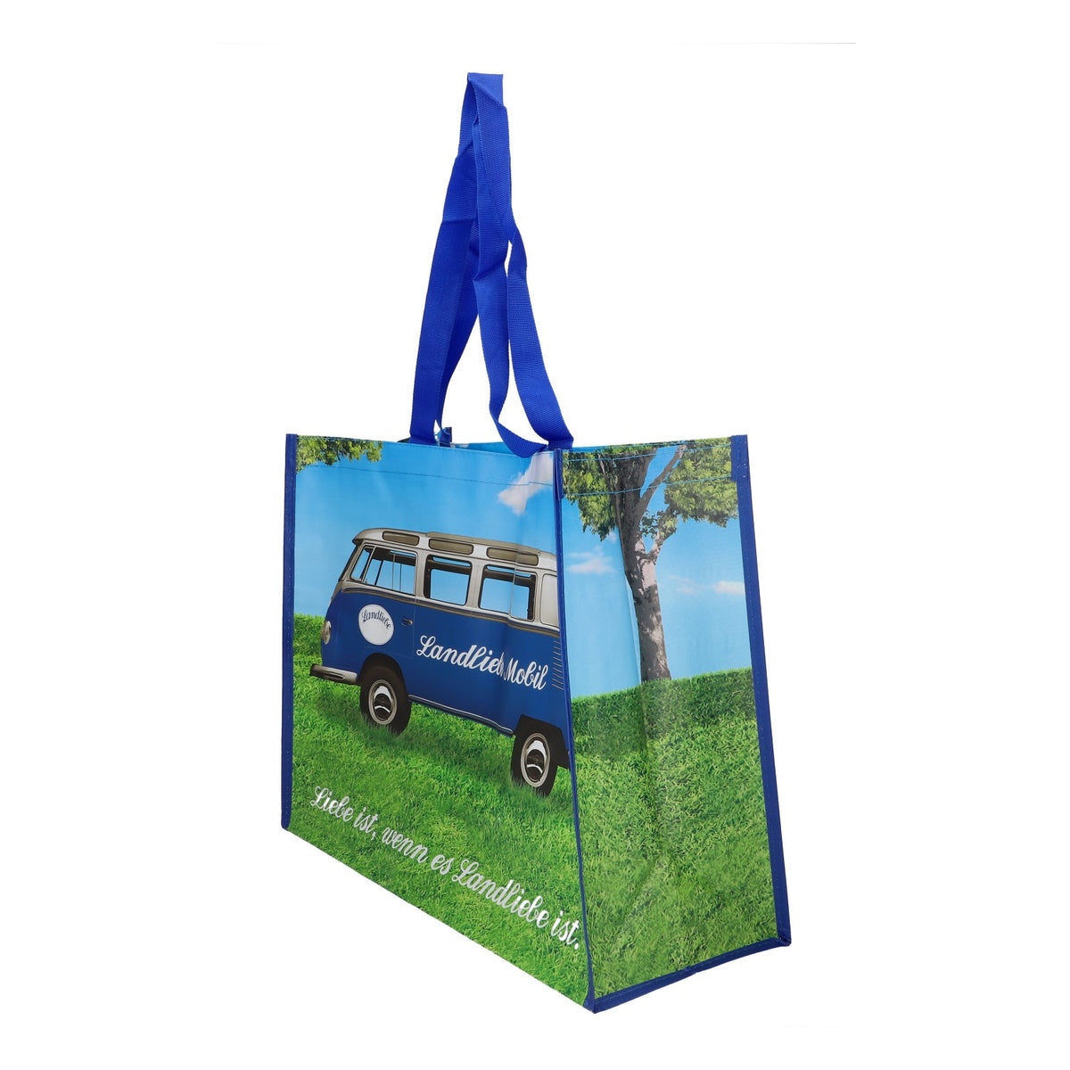 Landliebe Borsa per il latte, borsa della spesa, borsa termica, tessuto misto, blu – Vista 3