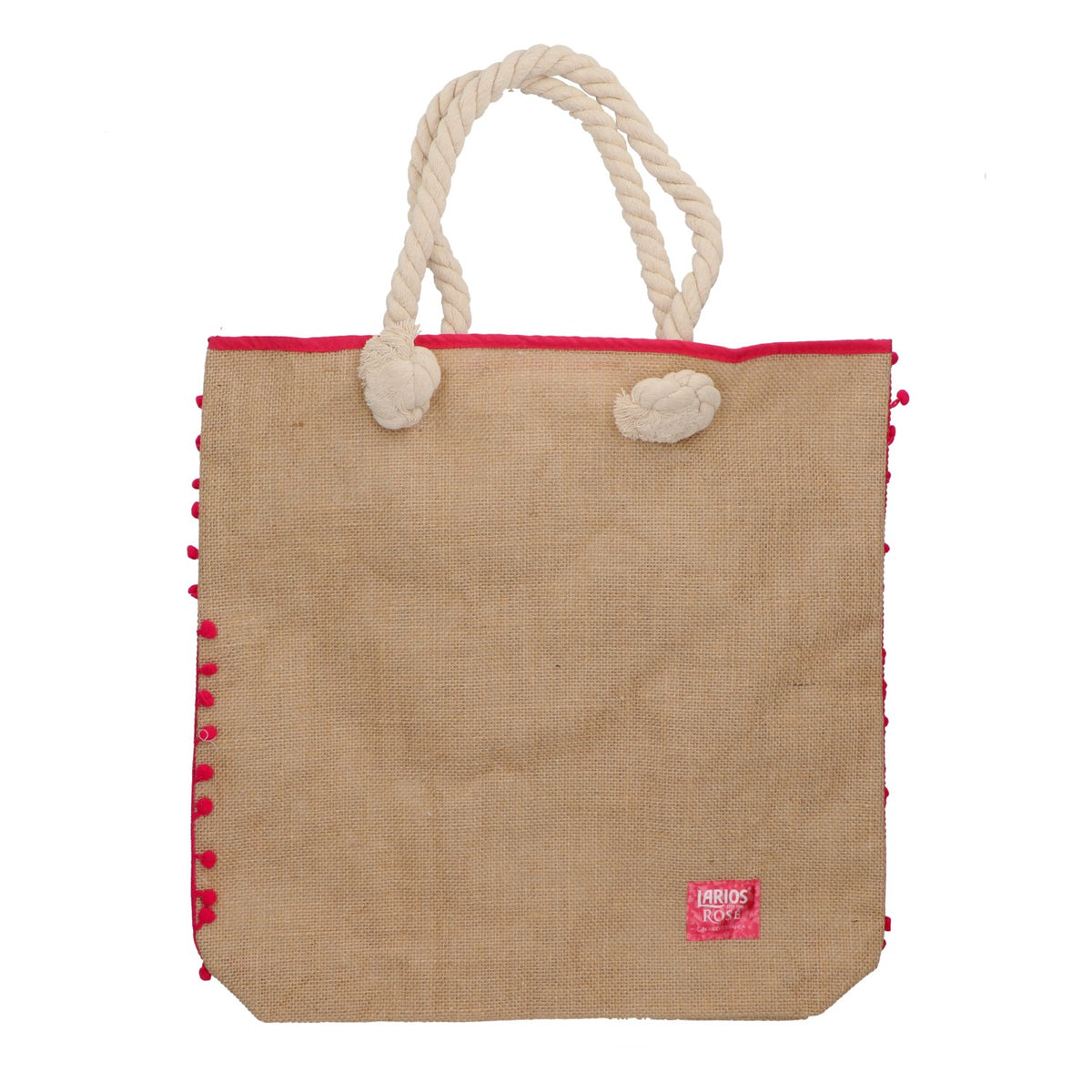 Borsa in juta Larios Rose Gin con manici a cordoncino e motivo Gin e fragole – Vista 2