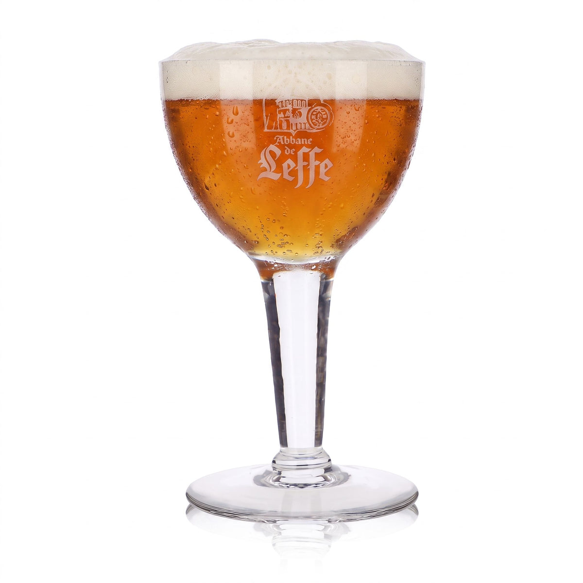 Bicchiere da birra Leffe da 0,43 l, a forma di coppa, con logo bianco “Abbaye”