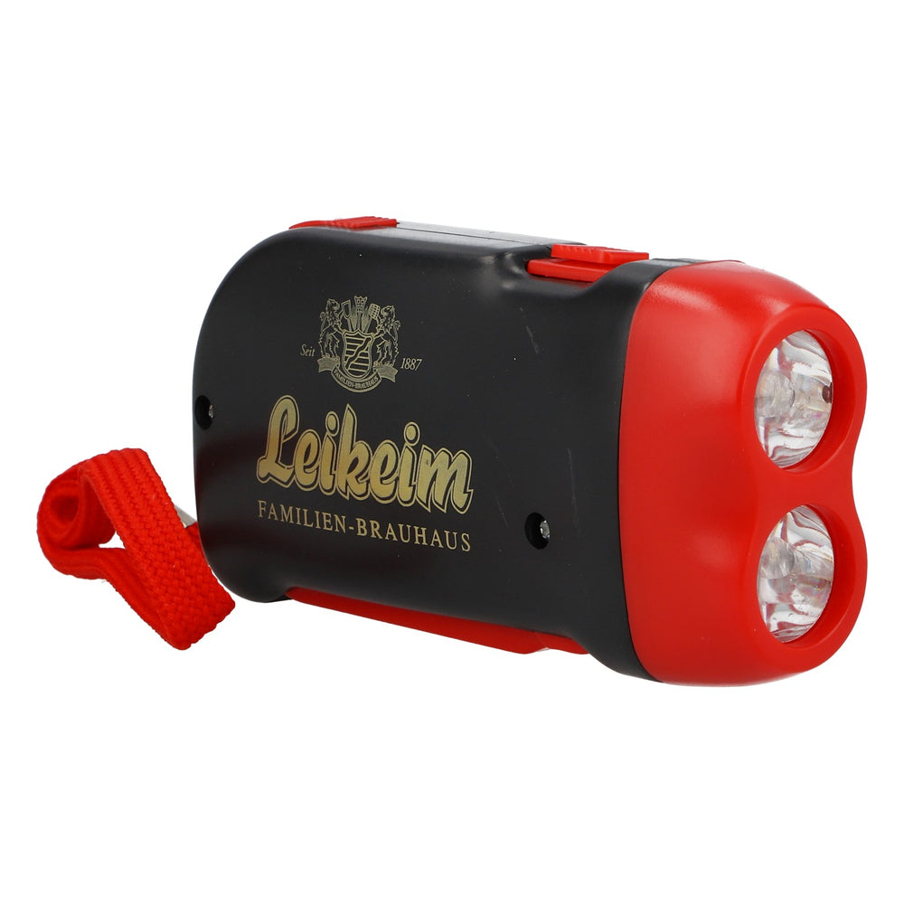Torcia Leikeim Dynamo nera/rossa, luce fissa, con cordino da collo