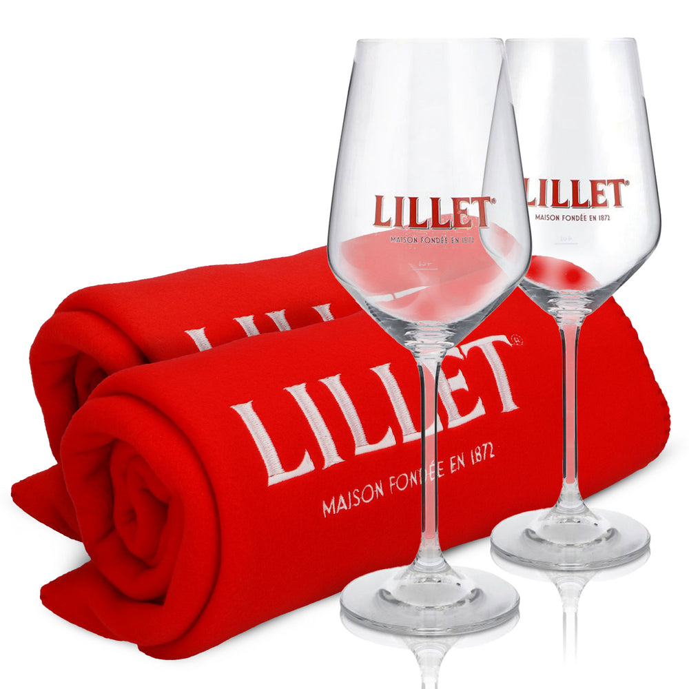 Lillet Bundle Fan I Set composto da 2 coperte in pile e 2 bicchieri Lillet