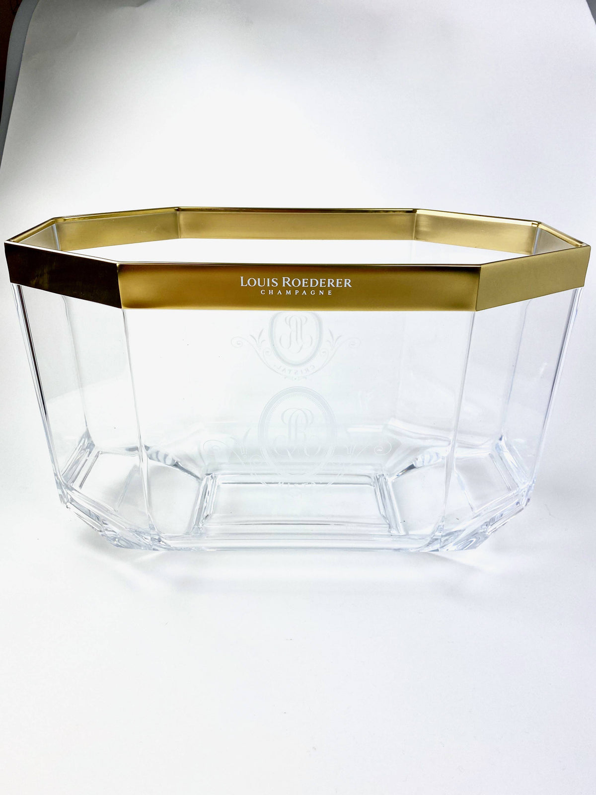 Louis Roederer Champagne Raffredda bottiglie Contenitore per cubetti di ghiaccio Jeroboam trasparente Bordo dorato