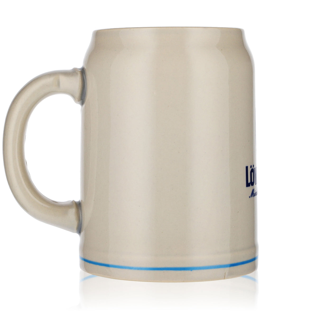6 bicchieri Löwenbräu birra 0,5l boccale in gres piccolo logo anello azzurro chiaro nuovo – Vista 3