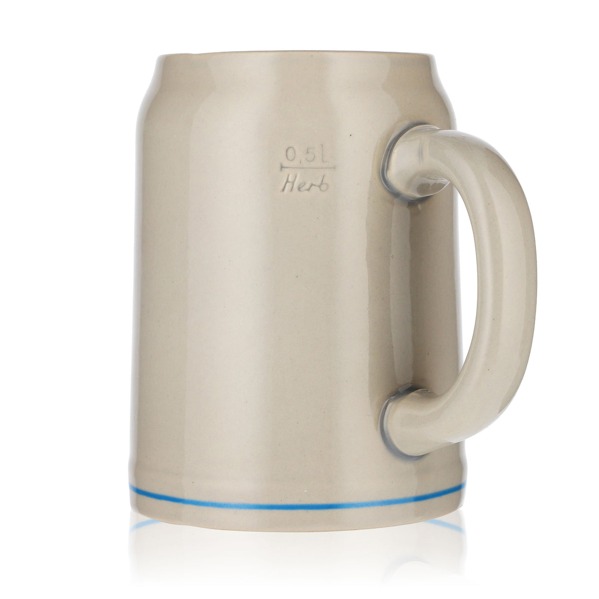 6 bicchieri Löwenbräu birra 0,5l boccale in gres piccolo logo anello azzurro chiaro nuovo – Vista 4