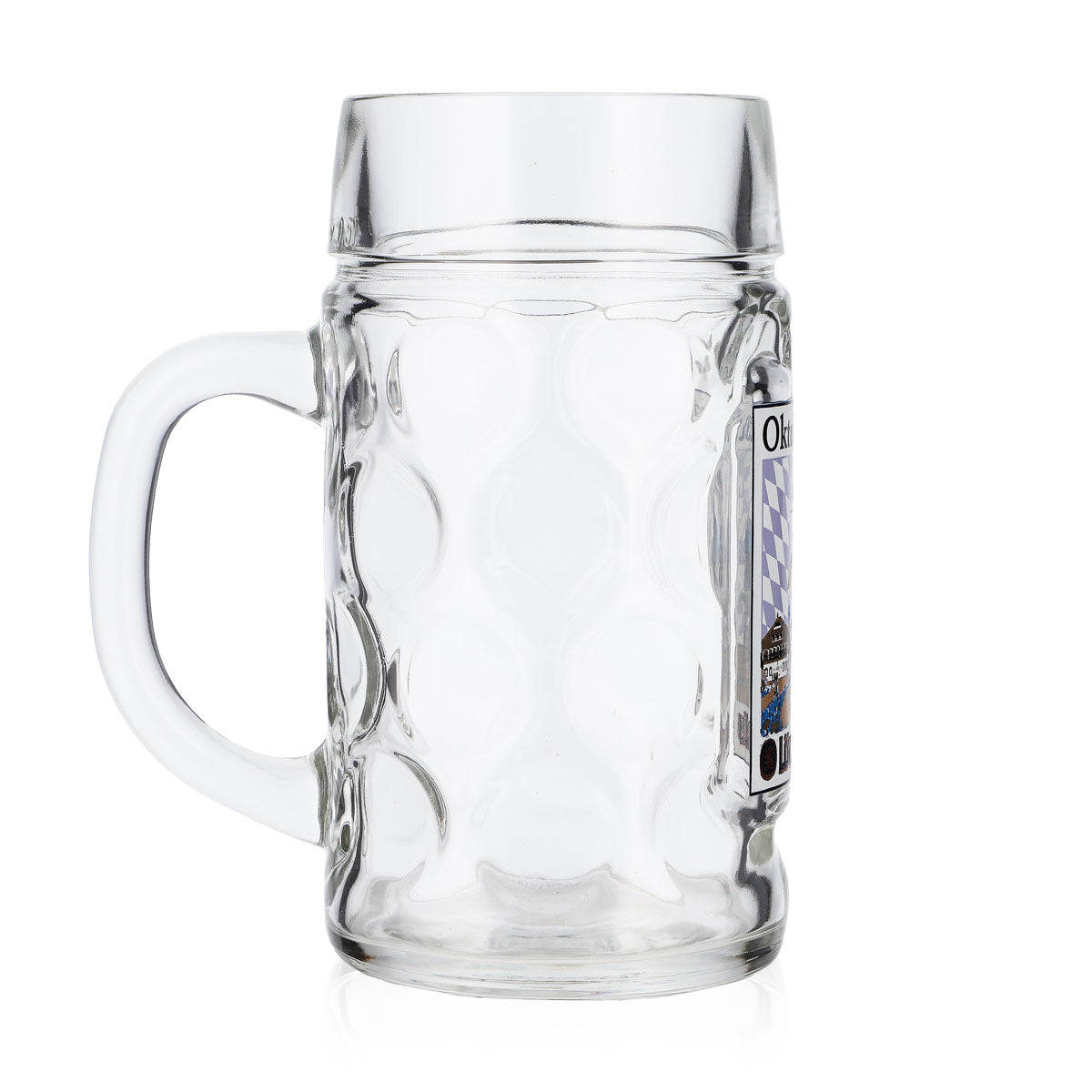 Bicchiere da birra Löwenbräu, boccale da 0,5 l, modello Oktoberfest con uomo su una sedia – Vista 3