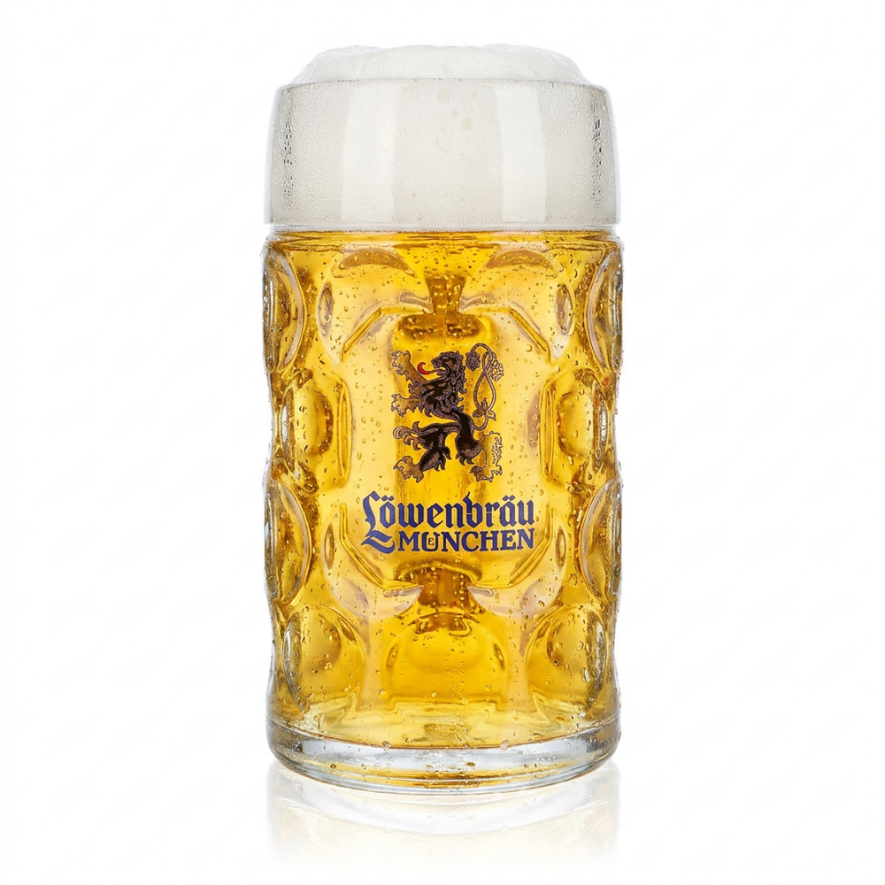 Bicchiere da birra Löwenbräu 1 l Bicchieri da birra Bicchiere da birra Bicchiere da birra con leoncino dorato