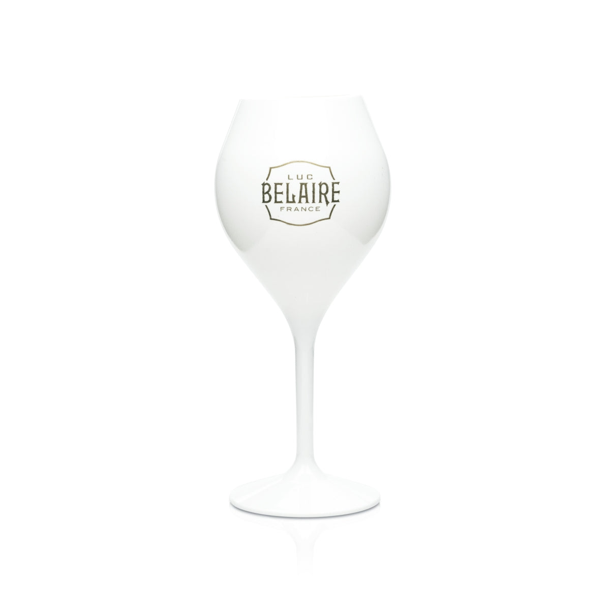 Luc Belaire Bicchiere in vetro e plastica da 0,2 l, a forma di flauto, bianco, per spumante, da campeggio