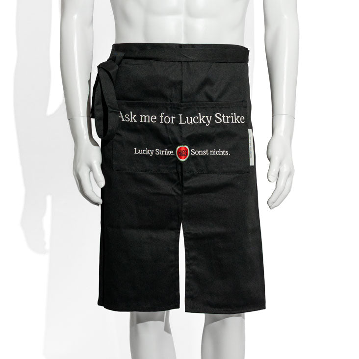 Grembiule Lucky Strike Grembiule da bar Grembiule da bistrot  Cameriere corto Nero Logo piccolo