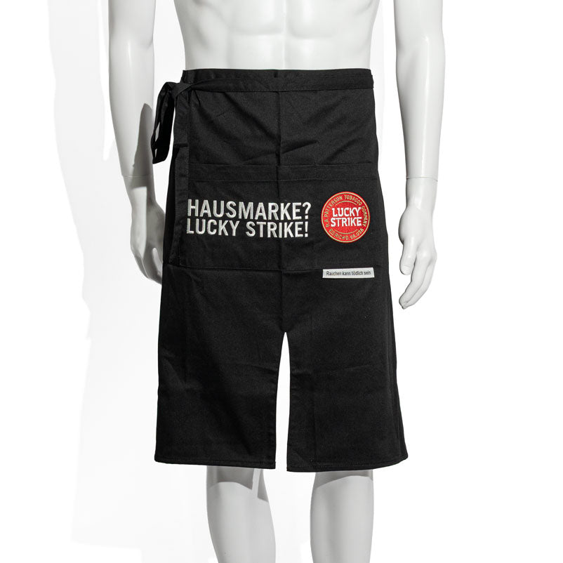Grembiule Lucky Strike Grembiule da bar Grembiule da bistrot corto Cameriere Nero Logo Grande