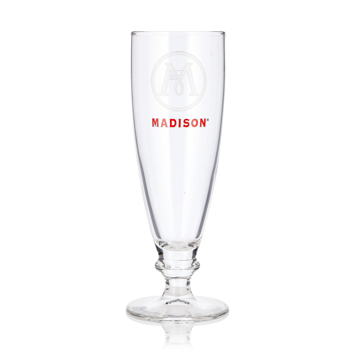 Bicchiere da birra Madison da 0,2 l, a forma di coppa, con logo rosso, per long drink