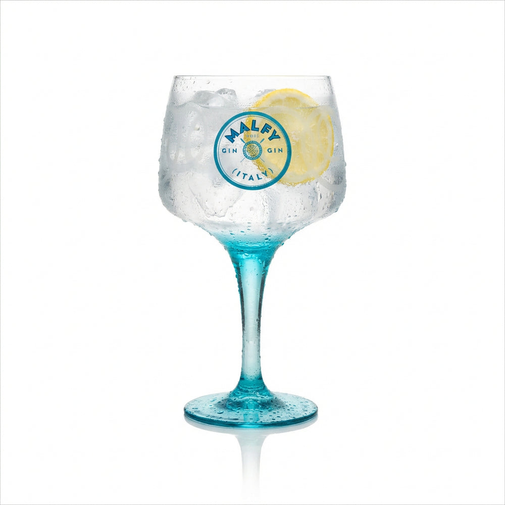 Bicchiere da gin Malfy 0,6 l – Bicchiere Copa con stelo blu Gin Tonic Edizione speciale
