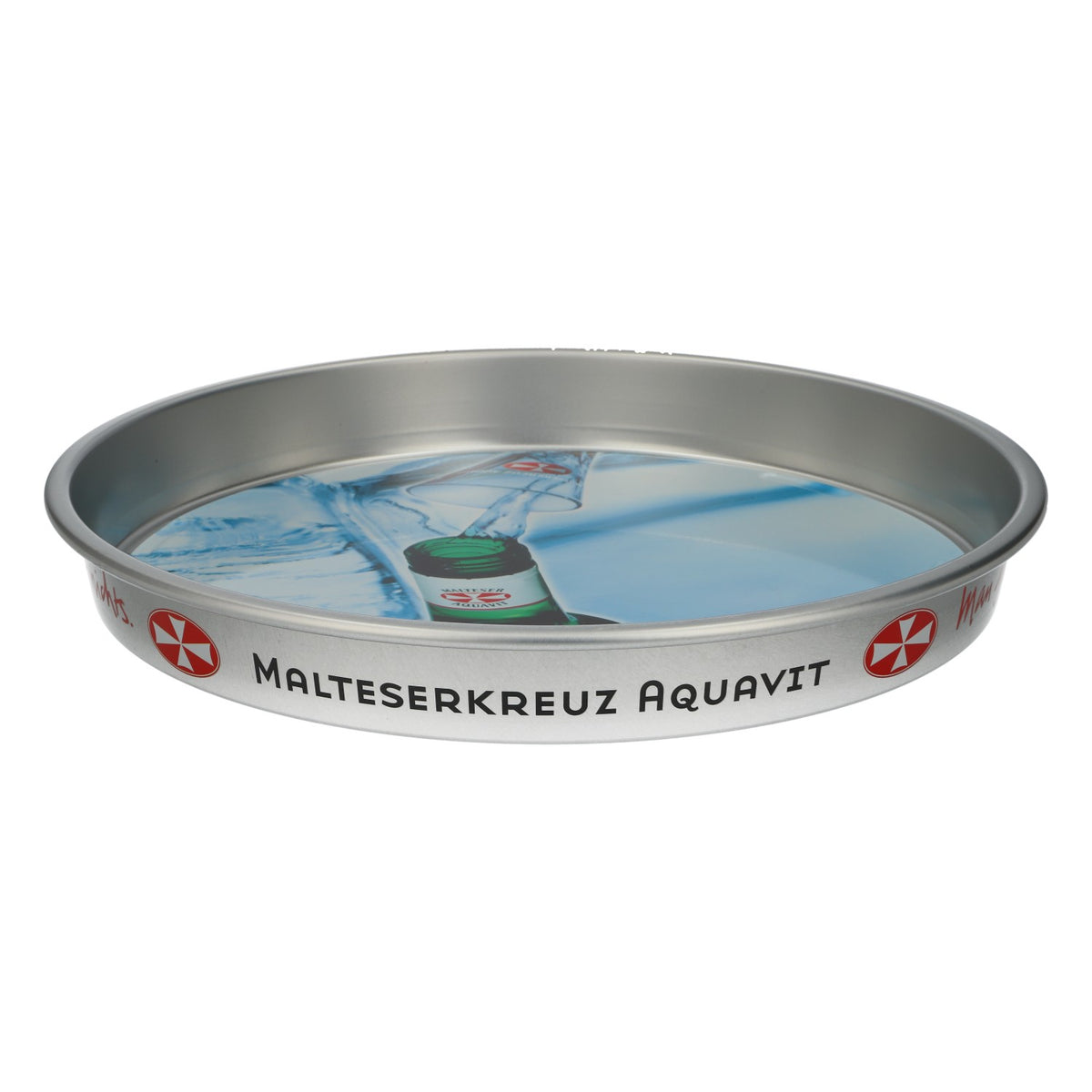 Vassoio rotondo in metallo Malteser Aquavit  Vassoio da servizio per accessori da bar Ø 34 cm – Vista 2