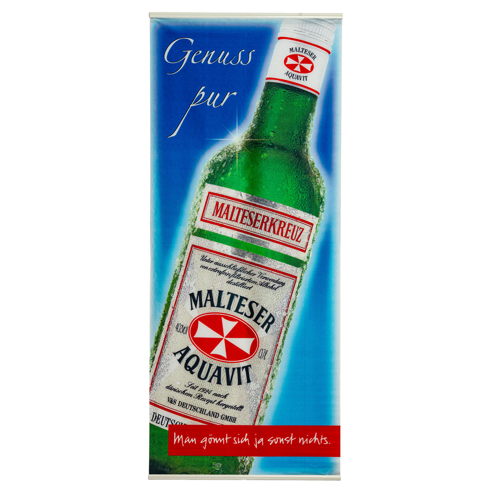 Vetro maltese, tessuto misto, Akvavit, striscione verticale, versione bianca, "Genuss Pur"