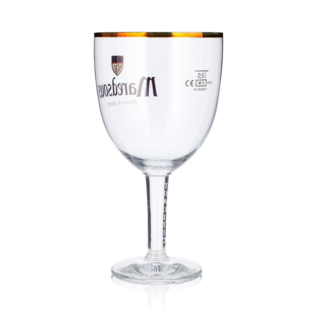 Bicchiere da birra Maredsous da 0,5 l, a calice con bordo dorato, Ritzenhoff – Vista 4