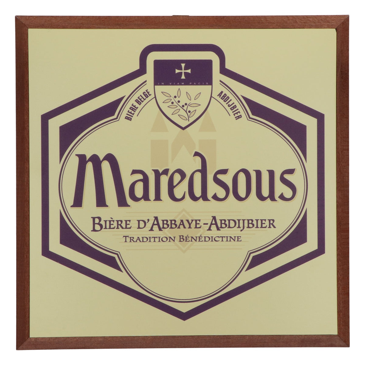 Maredsous Birra Quadro Decorazione da parete Quadro Legno  32,5 cm x 32,5 cm