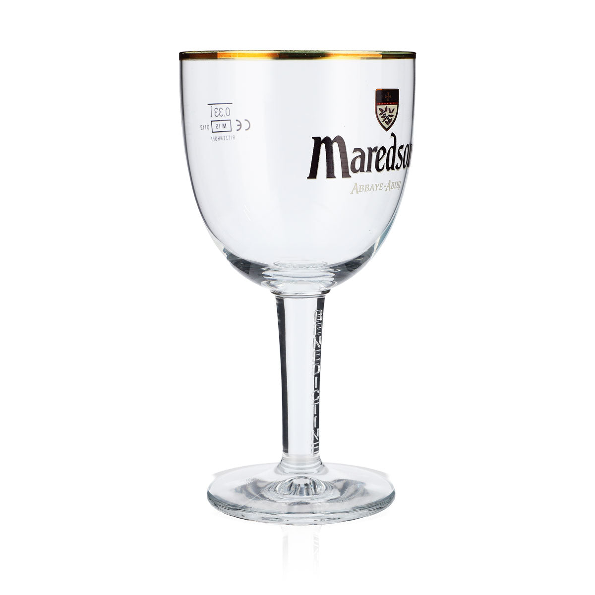 Bicchiere da birra Maredsous 0,33 l Bicchieri da birra Calice Calice con bordo dorato – Vista 2
