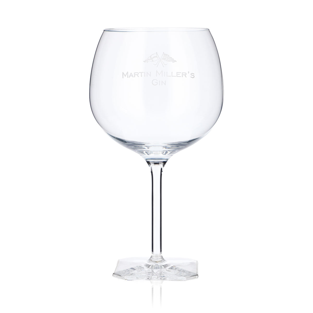 Bicchiere da gin Martin Miller's 0,65 l Bicchiere a palloncino Bicchieri da gin Base quadrata Logo bianco